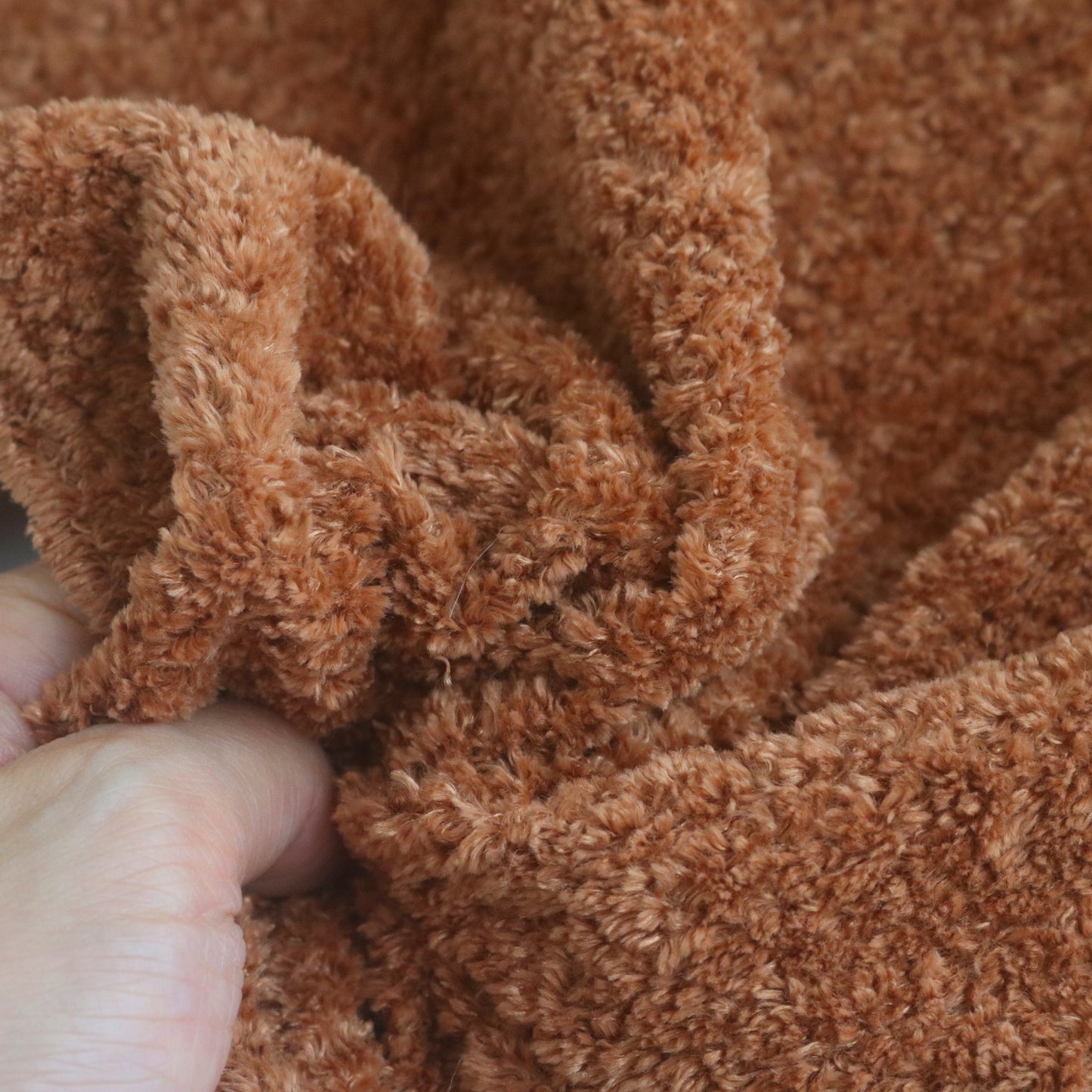 Brown Curly Minky Fabric M08
