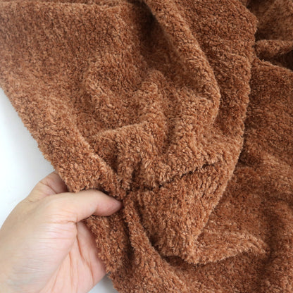 Brown Curly Minky Fabric M08