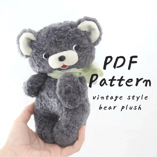 vintage style bear plush pattern