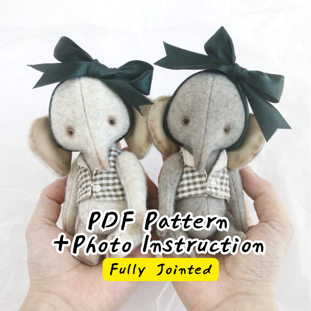 Teddy Elephant Sewing Pattern + Instruction