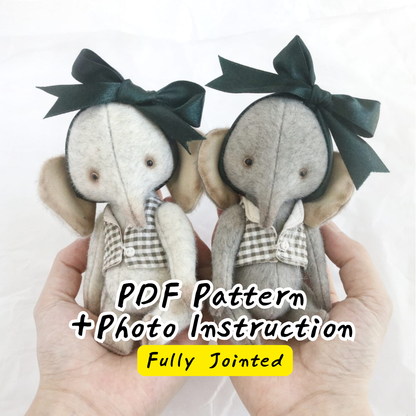 Teddy Elephant Sewing Pattern + Instruction