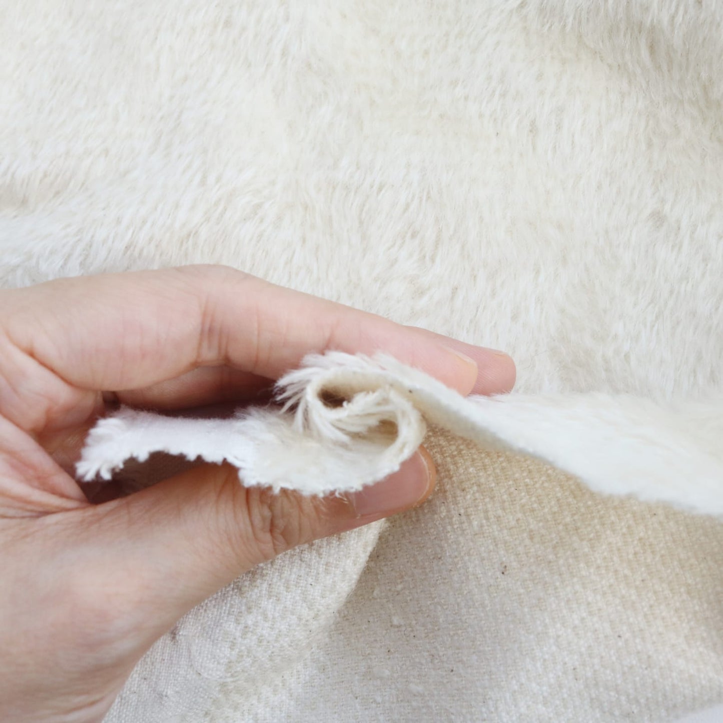 (Yard) 5mm sparse white mohair fabric A59