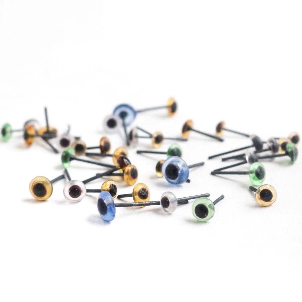 10pairs Small Coloured Glass Eyes on Wire