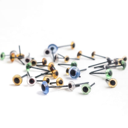 10pairs Small Coloured Glass Eyes on Wire