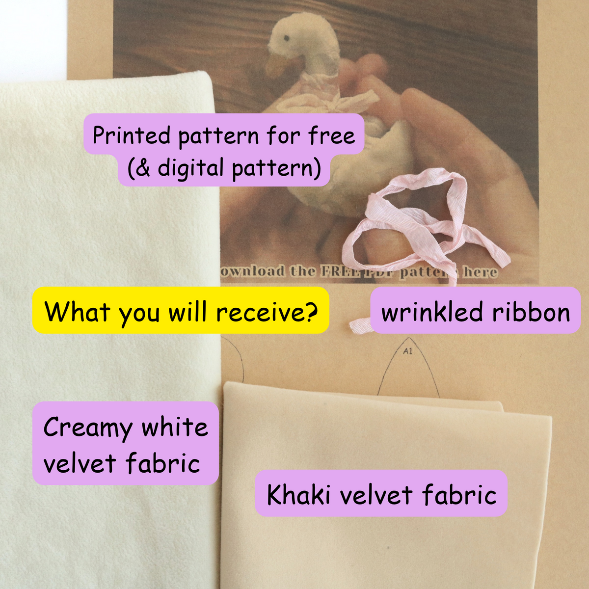 Goose Plush Fabric Kit