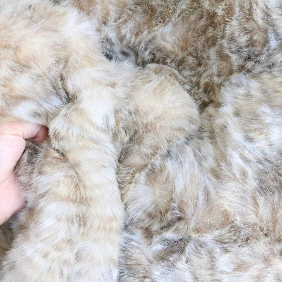 luxury 20mm leopard teddy bear fur fabric B08