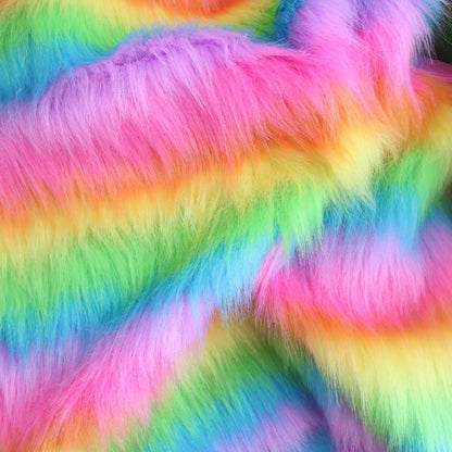shaggy long pile rainbow fur B14