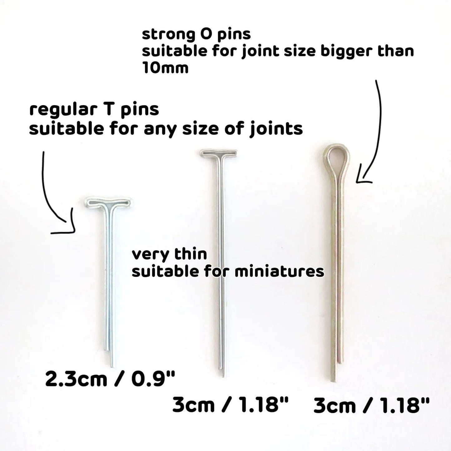 Cotter pin for teddy bear joints T pin/O pin