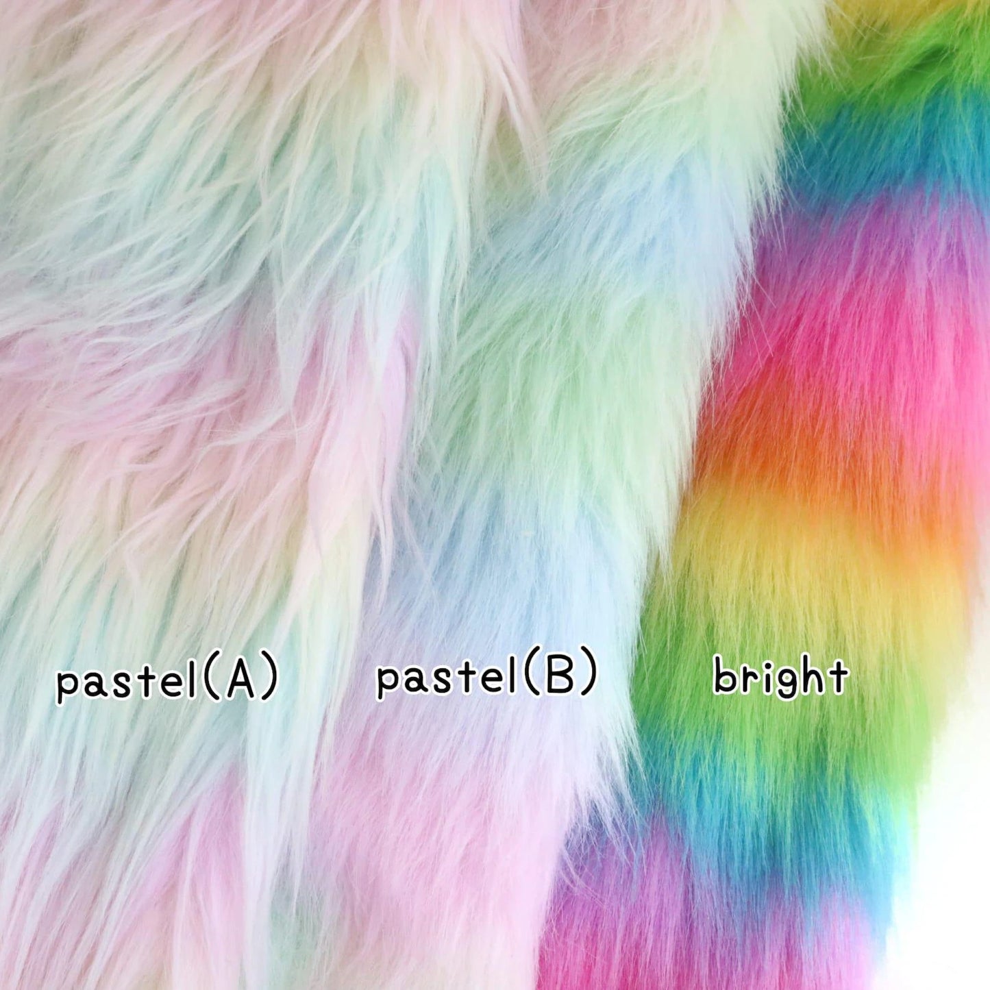 shaggy long pile rainbow fur B14