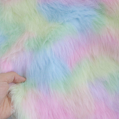 shaggy long pile rainbow fur B14