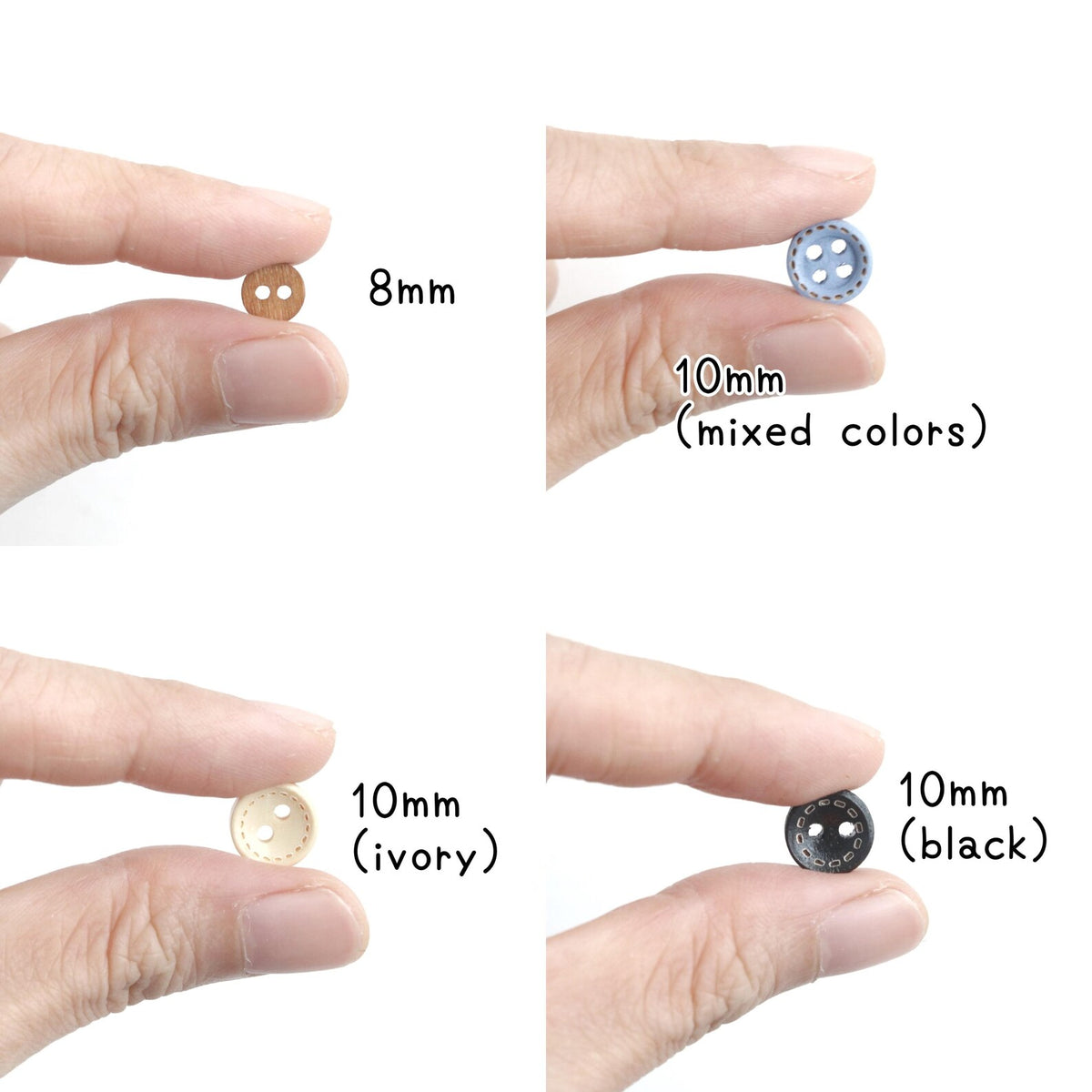 30pcs 8mm 10mm Wooden Buttons