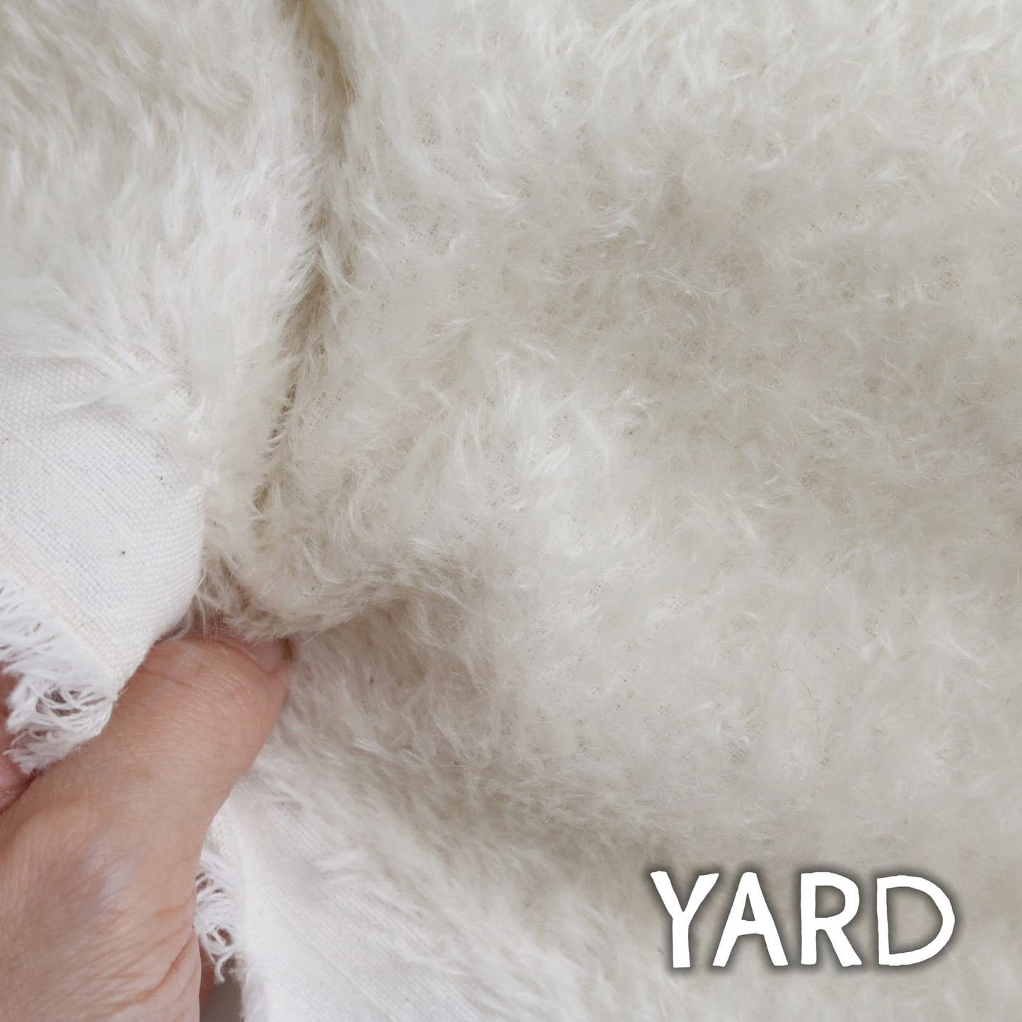 (Yard) 10mm soft white mohair fabric A46