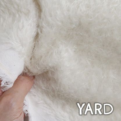 (Yard) 10mm soft white mohair fabric A46