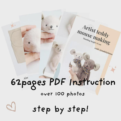 Teddy Mouse Sewing Pattern + Instruction